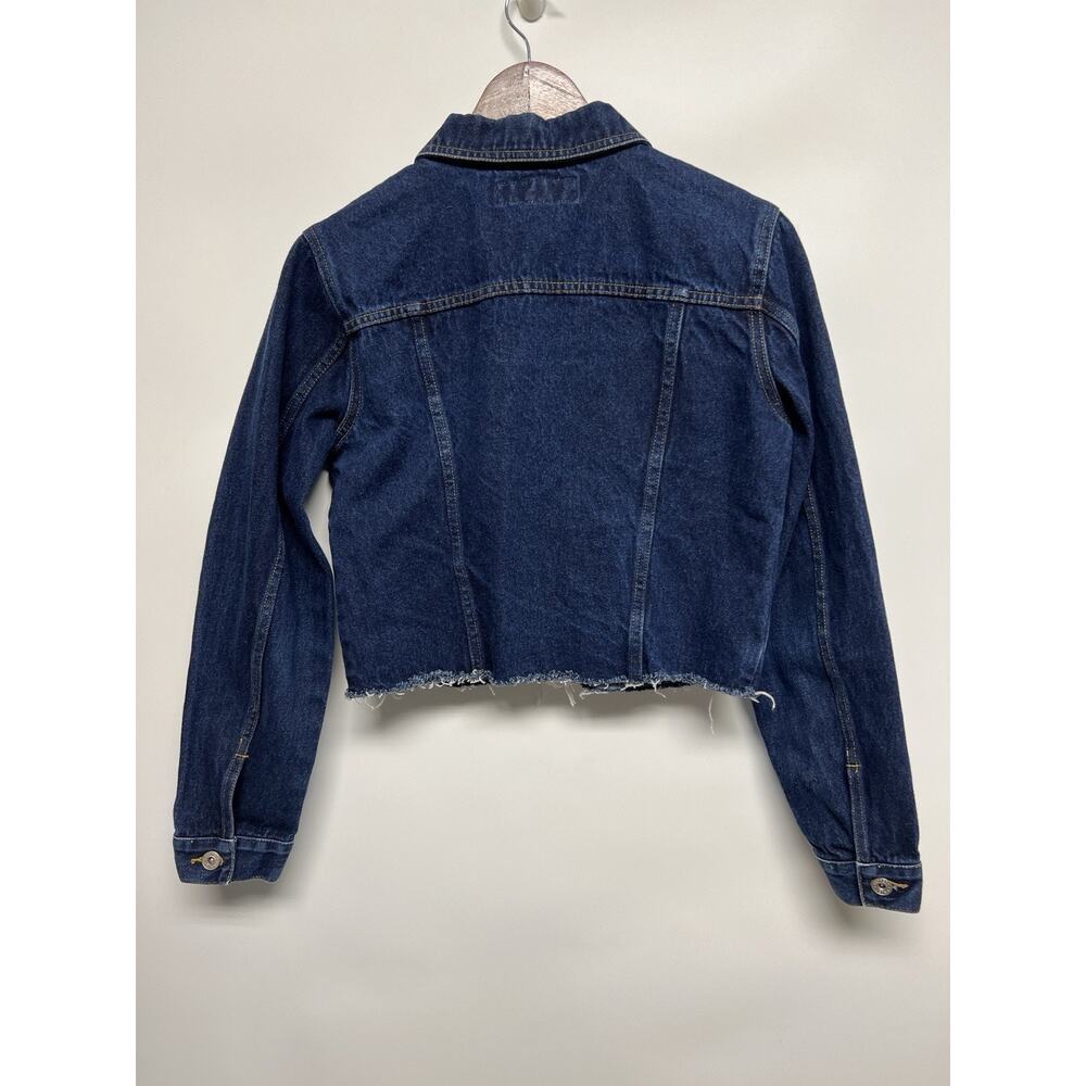Express Jeans Womens Denim Jacket Dark Wash Medium Boho Western Grunge Indie - Picture 9 of 9